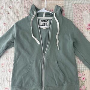 Peace Love World Sage Green Hoodie